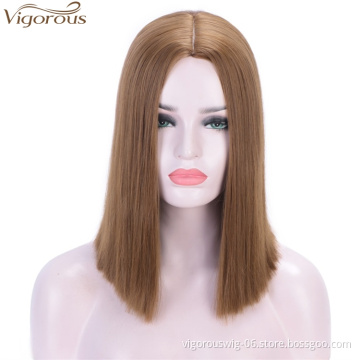 Vigorous Straight Short Bob Wigs For Black Women 14 inches Ombre Light Auburn High Temperature Wholesale Price Cosplay Wigs